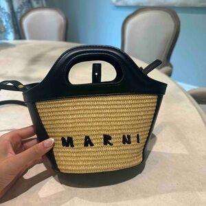 Marni Black and Tan Mini Basket Bag